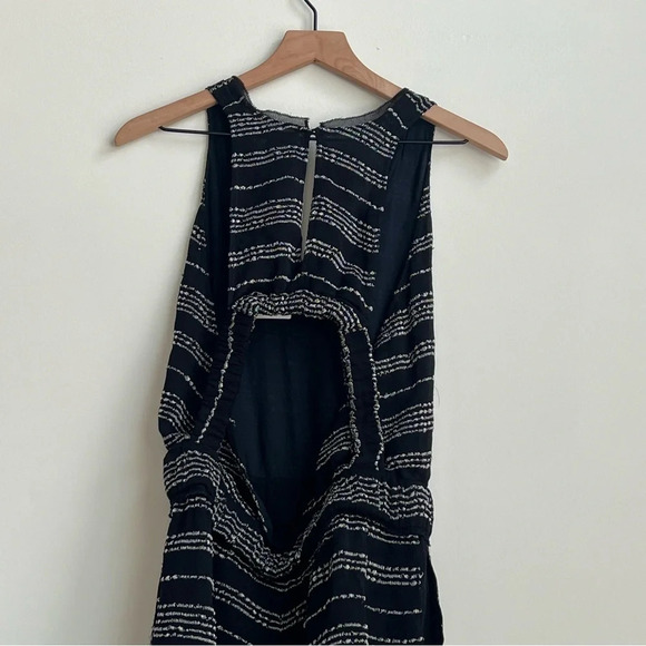IRO Bing Black silver striped v-neck Cutout sleeveless short romper NWT 36 - Picture 10 of 16